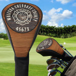 Rustic Wood Tone  Firefighter Name And Number Golf Head Cover at Zazzle