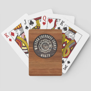 Rustic Wood tone  Firefighter Name and Number Poker Cards