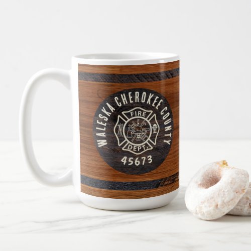 Rustic Wood tone fireman emblem Coffee Mug