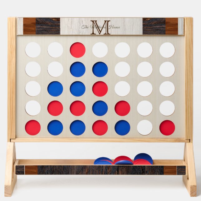 Rustic Wood Tone Grain Wedding Bride Groom Names Fast Four (Front)