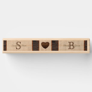 Rustic Wood Tone Grain Wedding Bride Groom Names Topple Tower