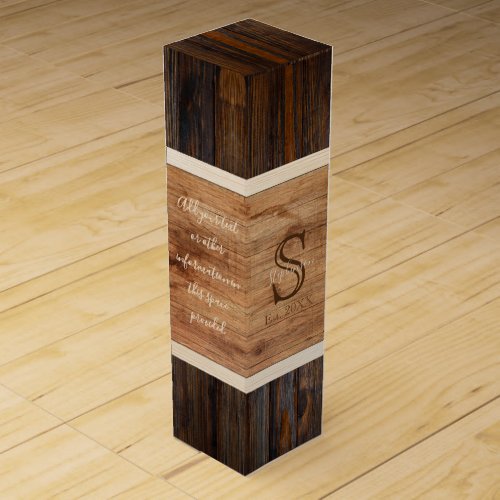Rustic Wood Tone Horizontal Stripe Wine Box