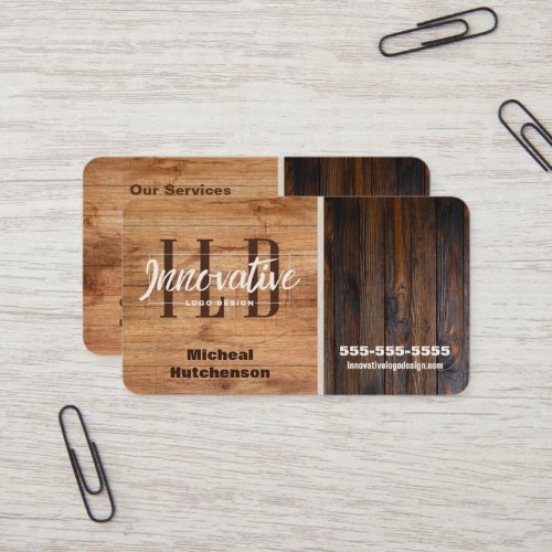 Rustic Wood Tone Logo Business Card