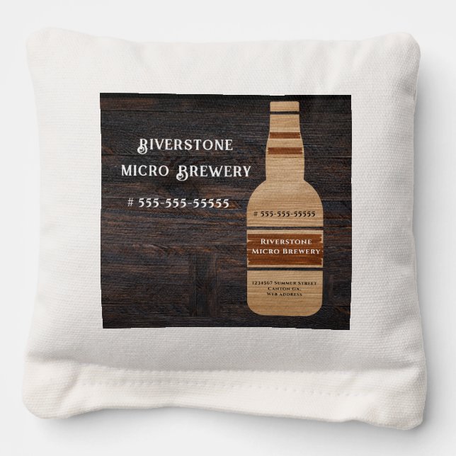 Rustic Wood Tone  Micro Brewery pub bar  Cornhole Bags (Front)