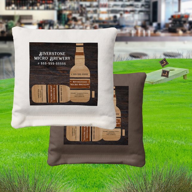 Rustic Wood Tone  Micro Brewery pub bar Cornhole Bags (Creator Uploaded)