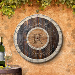 Rustic Wood Tone Monogram Brown and Tan Dart Board<br><div class="desc">This Rustic Wood Tone Monogram Dart Board is a great addition to your family game room. Fun game for hours of entertainment. Customize with your name.
(Simulated wood graphic design)</div>