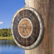 Rustic Wood Tone Monogram Brown Dart Board