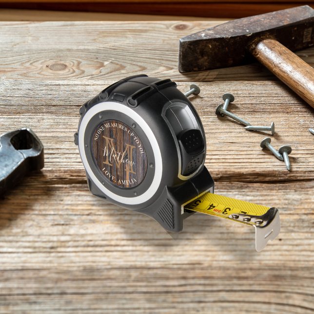 Rustic Wood Tone Monogram Brown Tape Measure (Creator Uploaded)