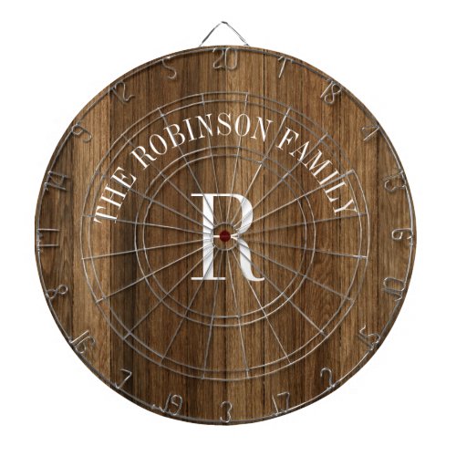 Rustic Wood Tone Monogram  Dart Board