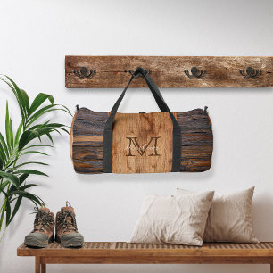Rustic Wood Tone Monogram Duffle Bag