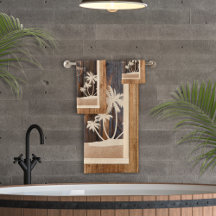 Rustic Wood Tone Monogram Palms Beach