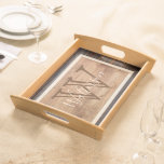 Rustic Wood Tone Monogram Rectangle Serving Tray at Zazzle