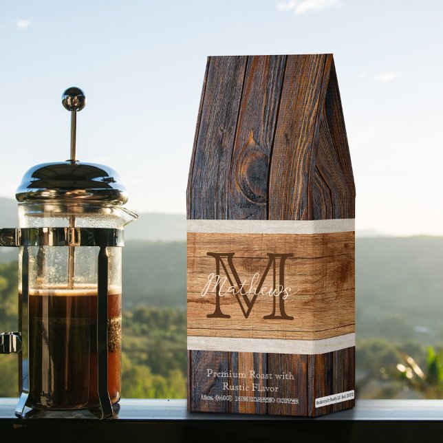 Rustic Wood Tone Monogram Roasted Coffee (Creator Uploaded)