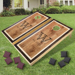 Rustic Wood Tone Monogram Square Design Cornhole Set<br><div class="desc">The Rustic Wood Tone Monogram Square Design Cornhole Set makes a great family activity. Personalize this design with your information. Makes an excellent wedding gift.</div>