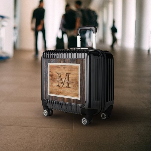 Rustic Wood Tone Monogram Tan Luggage