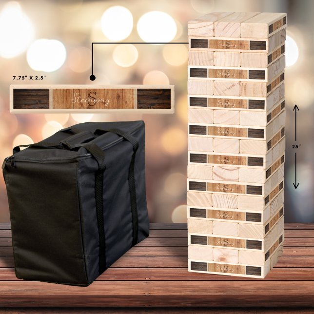 Rustic Wood Tone Monogram Topple Tower (Creator Uploaded)