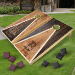 Rustic Wood Tone Monogram Triangle Design Cornhole Set<br><div class="desc">The Rustic Wood Tone Monogram Triangle Design Cornhole Set makes a great family activity. Personalize this digital graphic design with your information. Makes an excellent wedding gift.</div>