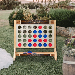 Rustic Wood Tone Monogram Wedding Mr and Mrs Fast Four