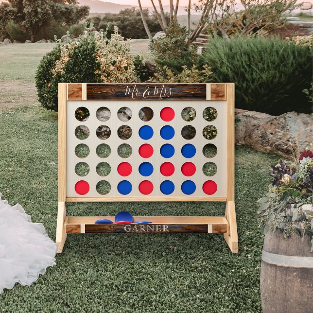 Rustic Wood Tone Monogram Wedding Mr and Mrs Fast Four (Creator Uploaded)