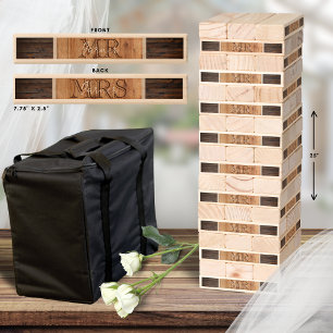 Rustic Wood Tone Mr and Mrs Topple Tower