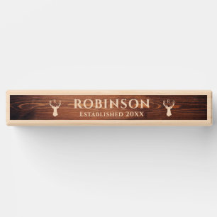 Rustic Wood Tone Name Monogram Deer Antler Topple Tower