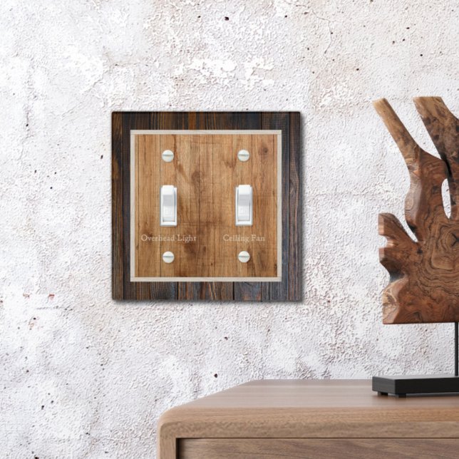 Rustic Wood Tone Square Custom Light Switch Cover (Creator Uploaded)