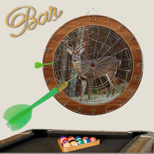Rustic Wood Tone Stag / Buck Deer Camouflage Dar Dart Board