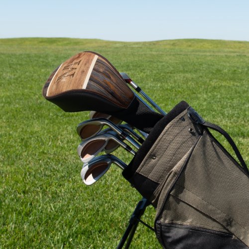 Rustic Wood Tone Stripe Brown Golf Head Cover