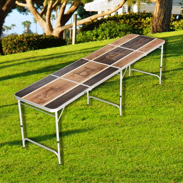 Rustic Wood Tone Stripe Reversed Beer Pong Table (Creator Uploaded)