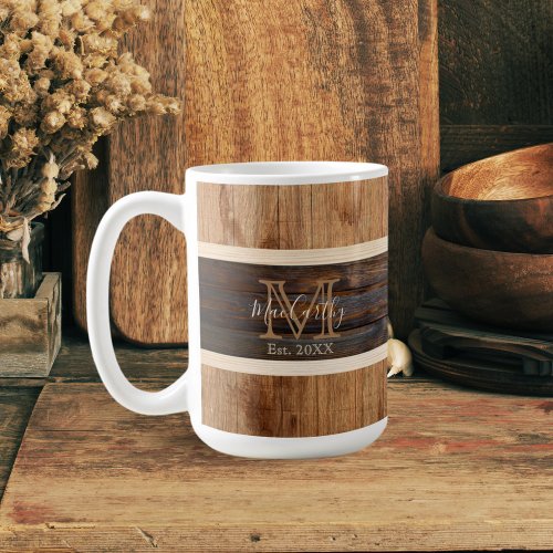 Rustic Wood Tone Stripe Tan Coffee Mug