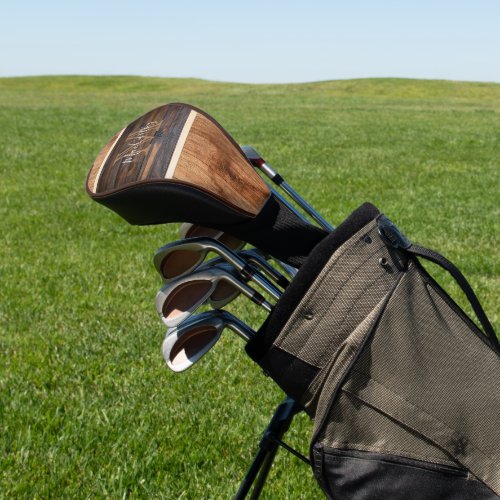 Rustic Wood Tone Stripe Tan Golf Head Cover