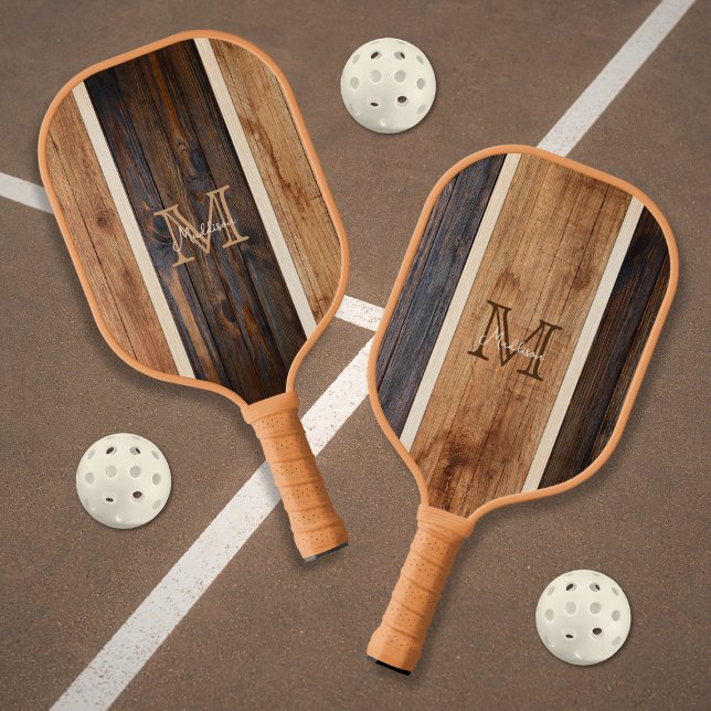 Rustic Wood Tone Stripe Vertical Pickleball Paddle (Creator Uploaded)