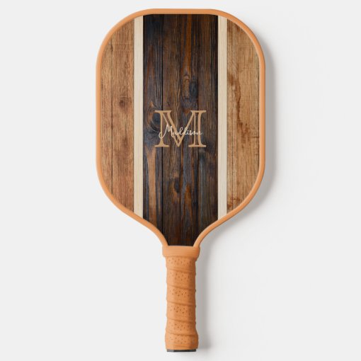 Rustic Wood Tone Stripe Vertical Pickleball Paddle | Zazzle