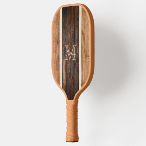 Rustic Wood Tone Stripe Vertical Pickleball Paddle | Zazzle