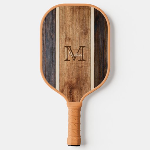 Rustic Wood Tone Stripe Vertical Pickleball Paddle | Zazzle