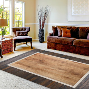 Rustic Wood Tone Tan Brown Large Area Rug