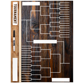 Rustic Wood Tone Tournament Brackets Dry Erase Board