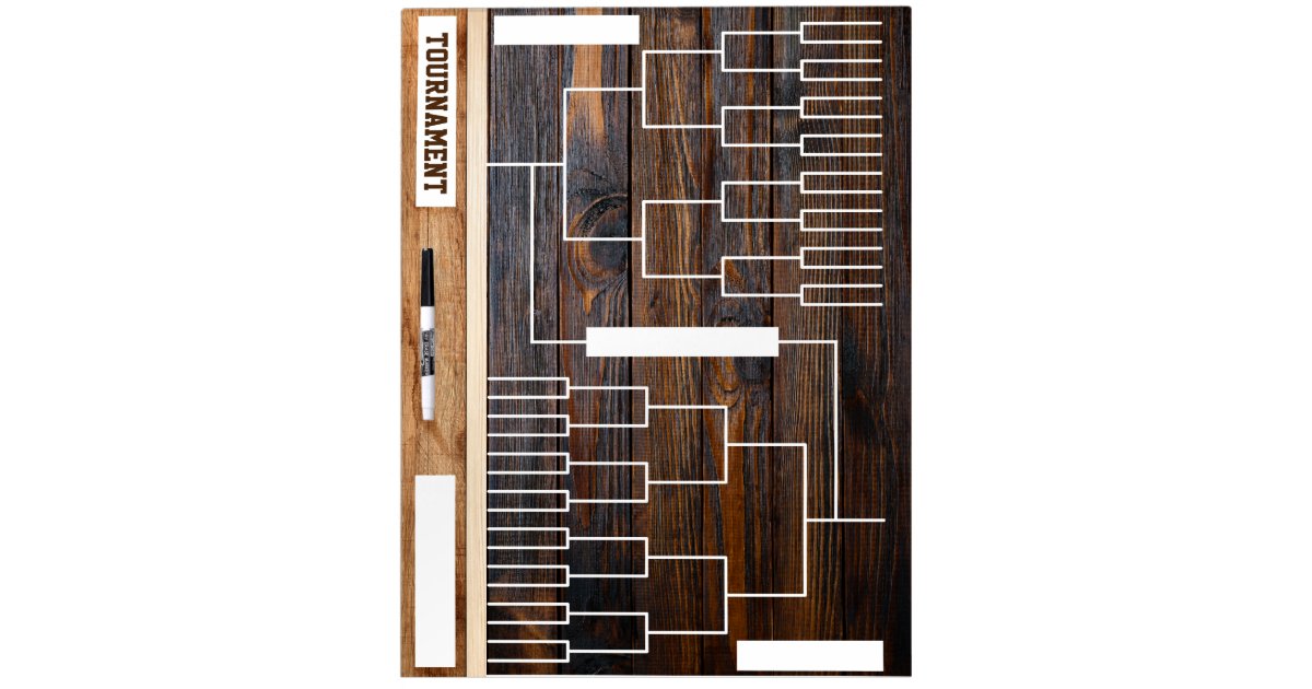 Rustic Wood Tone Tournament Brackets Dry Erase Board Zazzle