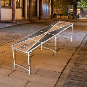 Rustic Wood Tone Triangle Business Logo Pong Table