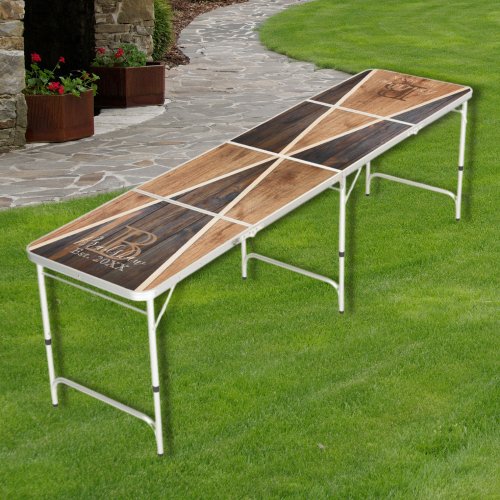 Rustic Wood Tone Triangle Reversed Beer Pong Table