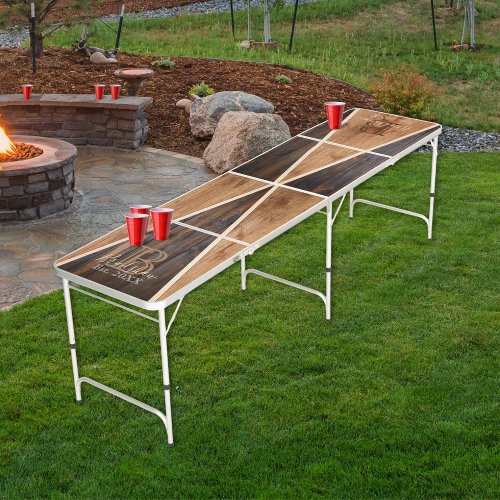 Rustic Wood Tone Triangle Reversed Beer Pong Table