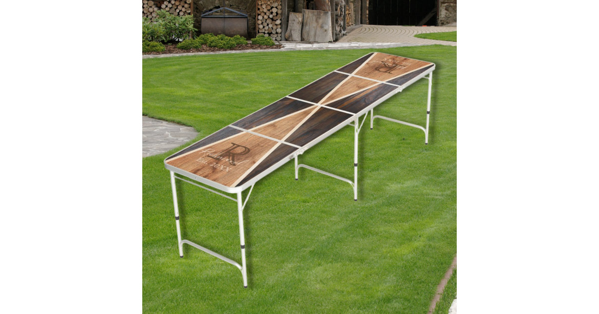 Rustic Wood Tone Triangles Beer Pong Table Zazzle