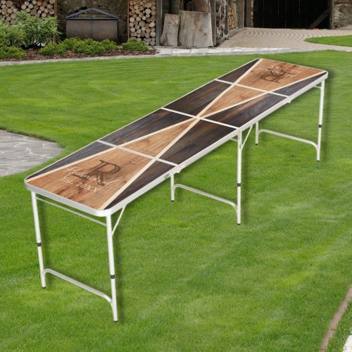 Rustic Wood Tone Triangles Beer Pong Table