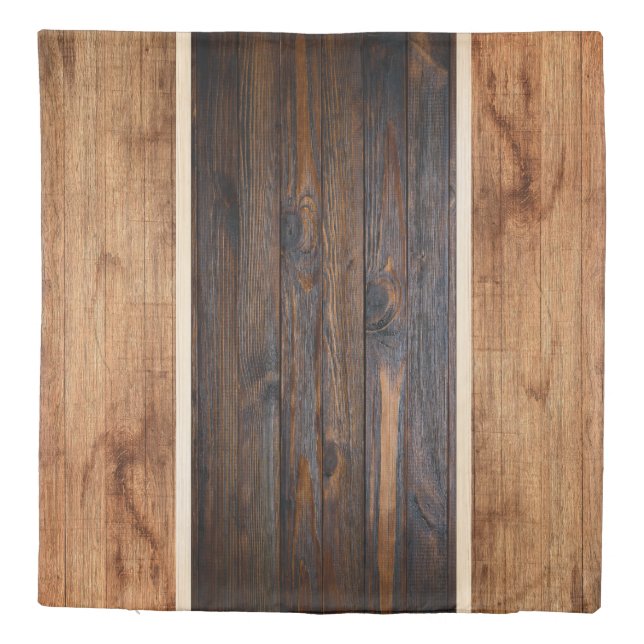 Rustic Wood Tone Vertical Stripe Reversible Duvet  (Back)
