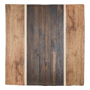 Rustic Wood Tone Vertical Stripe Reversible Duvet Cover