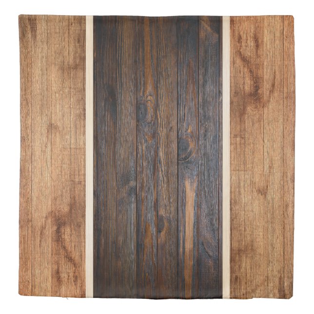 Rustic Wood Tone Vertical Stripe Reversible Duvet  Cover (Back)