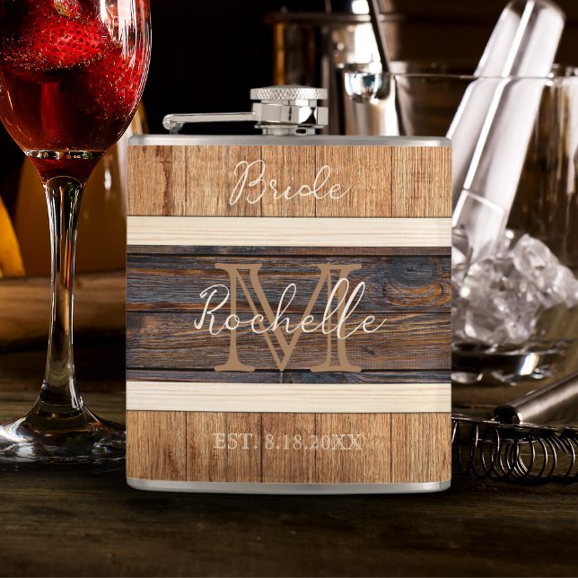 Rustic Wood Tone Wedding Bride Flask (Creator Uploaded)