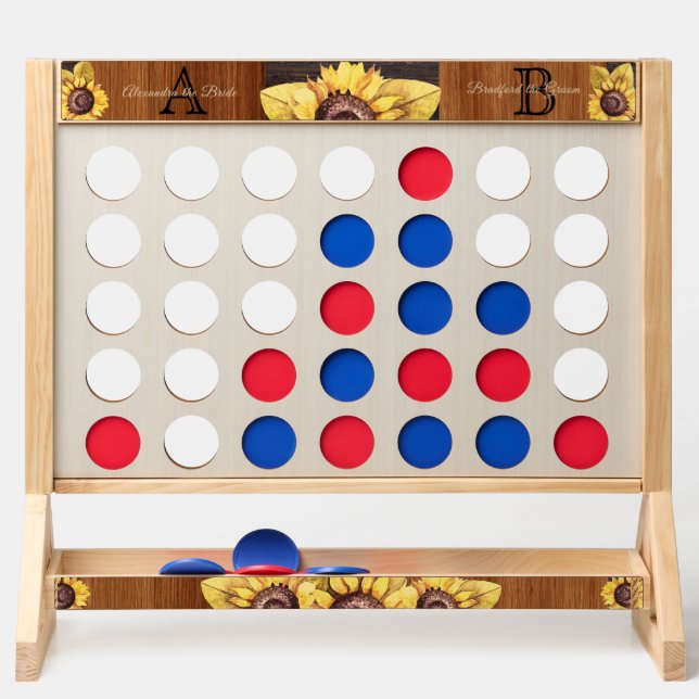 Rustic Wood Tone Wedding Bride Groom Sunflower Fast Four (Back)