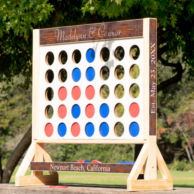 Rustic Wood Tone Wedding Fast Four Game (Lawn)