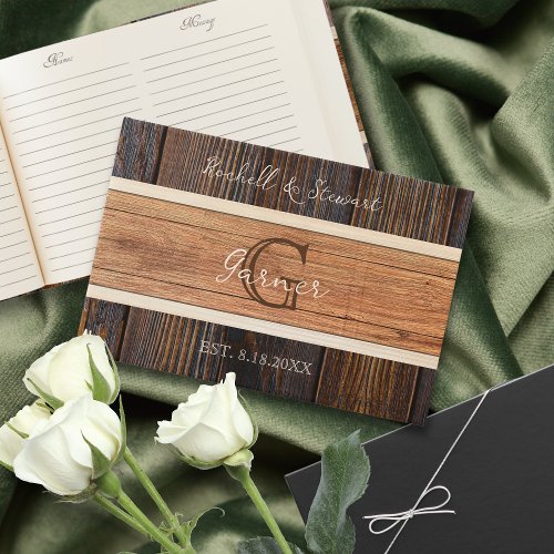 Rustic Wood Tone Wedding Guest Book